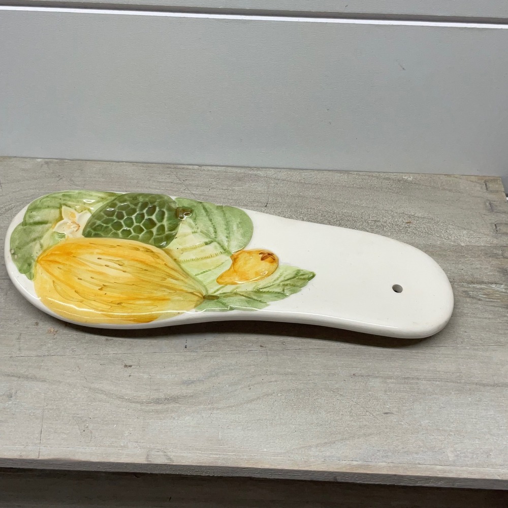 Cost Plus World Market Ceramic Spoon Rest Fruit Leaves Made in Portugal 8.5in